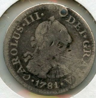 1781 Mexico 1/2 Real Deli Grama Carolus Iii Coin - Ry015