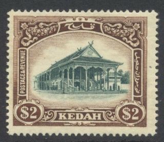 1912 Kedah (malaysia) $2 Sg 12 Hinged Cat £27.  00