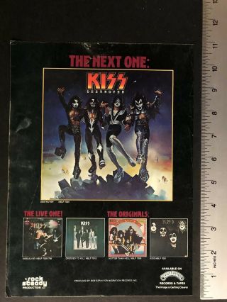 Kiss 1976 " The Next One: Destroyer " 8.  5x11” Album Promo Ad
