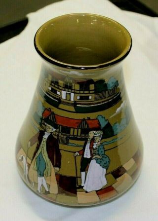1908 Ye Buffalo Pottery Deldare Ware Village School Master Parson Vase