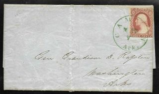 Imperforate 11 On 1852 Green Cds Folded Letter Cover Camden Arkansas