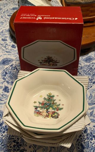 Nikko Christmastime 4 All - Purpose Bowls /cereal 6 3/4 " Vintage