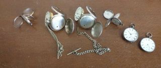 Antique Solid Silver 4 Vintage Pocket Watch & Others