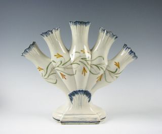 Antique Leeds Staffordshire Pottery Pearlware Glaze Quintal Vase Circa 1810