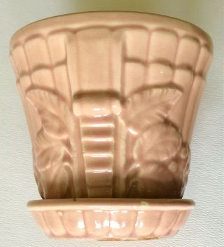Vintage Brush Mccoy Art Pottery Pink Arts & Crafts Leaves Berry Flower Pot Vase 3