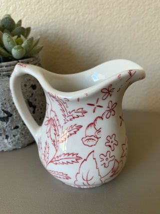 Wallace China Red And White Creamer Made In The Usa 4” Floral
