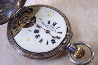 A SILVER HUNTER CASED HEBDOMAS 8 DAY POCKET WATCH c.  1912 FOR REPAIR 2