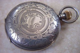 A SILVER HUNTER CASED HEBDOMAS 8 DAY POCKET WATCH c.  1912 FOR REPAIR 3