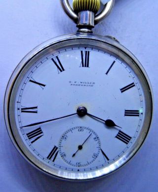 A Antique Solid Silver Pocket Watch By Willis Of Northwich 1901