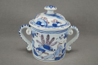 Michelle Erickson Colonial Williamsburg Blue & Red Delft Chinoiserie Posset Pot 3
