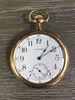 1908 Vintage Waltham Gold Plated Pocket Watch Grade 220 “1894” 12s 15j -