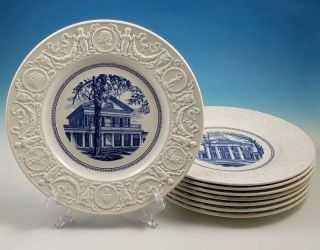 8 Wedgwood University Of Virginia 1940 Decorative Dinner Plates Jefferson Blue