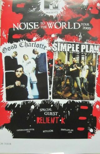 Good Charlotte Simple Plan 2005 Mtv Tour Promo Poster Flawless Old Stock