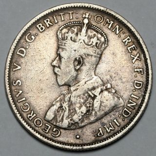 1921 King George V Australia Silver Florin 2 Two Shillings Coin