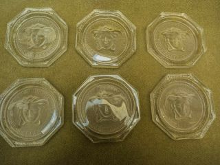Set Of Six Versace/rosenthal,  Germany Medusa Crystal Coasters