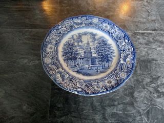 6 Staffordshire Liberty Blue Independence Hall 9 3/4 " Dinner Plates