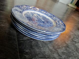 6 STAFFORDSHIRE LIBERTY BLUE INDEPENDENCE HALL 9 3/4 