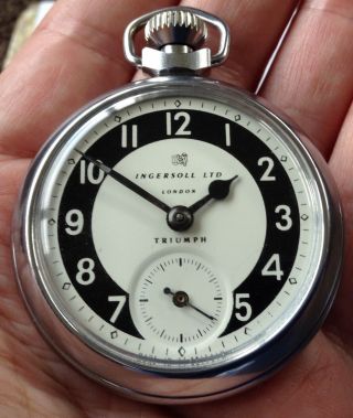 Fabulous Rebuilt 1970 Ingersoll Ltd London Triumph Bullseye Dial Pocket Watch