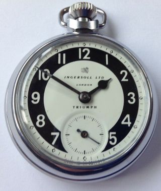 FABULOUS REBUILT 1970 ingersoll ltd London triumph bullseye dial pocket Watch 2