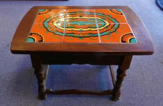 VNTG CATALINA ART POTTERY TILE TABLE,  MISSION STYLE ARTS & CRAFTS ERA TILE TABLE 2