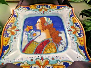 Gialletti & Pimppinelli Deruta Italian Renaissance Portrait Plate Bella 15 "