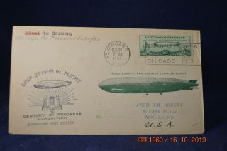 Flown Graf Zeppelin Cover With Us C - 18 From Chicago To Friedrichsfafen