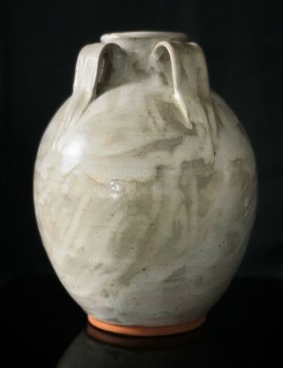 Large Vintage Jugtown Ware Vase Dogwood White North Carolina Art Pottery