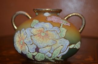 Gorgeous Nippon 5 " Coralene Vase Morning Glory & Gold Patent 912171 Mark 242