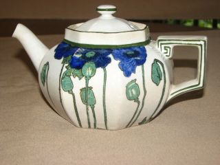 Antique teapot ROYAL DOULTON Art Noveau BLUE POPPIES D3226 2