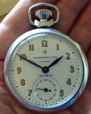 Stunning Rebuilt 1963 Ingersoll Ltd London " Triumph Pocket Watch