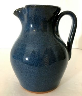 Jugtown Ware Pottery Pitcher Cobalt Blue 6.  5 " H Handthrown Owens Nc 1995 Euc