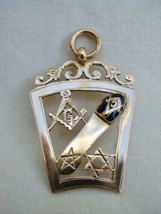 Solid 9 Carat Rose Gold & Enamel Masonic Watch Chain Fob Or Pendant.