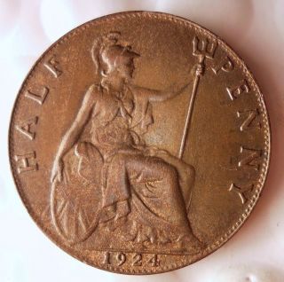 1924 Great Britain 1/2 Penny - Au Great Color - Coin - Britain Bin A