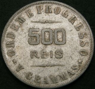 Brazil 500 Reis 1906 - Silver - Vf - 1828 ¤