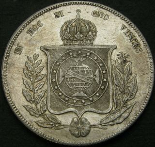 BRAZIL 1000 Reis 1863 - Silver - VF/XF - 1840 ¤ 2