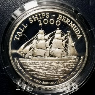 Bermuda 2000 Tall Ships Dollar Sterling Silver Proof Coin w/Box & [4436.  05] 2