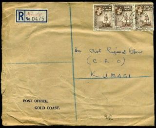 Gold Coast 1955 Post Office Stationery Registered Adomfe Qeii 6d
