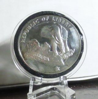 1974 Republic Of Liberia Silver Five Dollar Proof