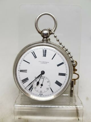 Antique Solid Silver Gents J.  W.  Benson Ludgate London Pocket Watch 1885 Ref869