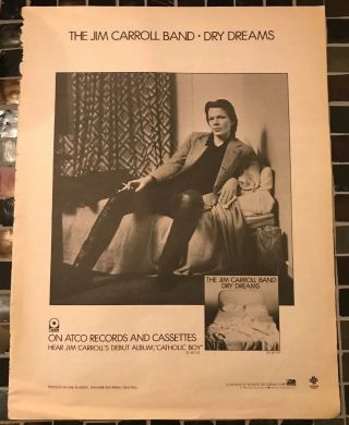 The Jim Carroll Band Dry Dreams Atco 1982 11x14 Release Promo Ad/poster