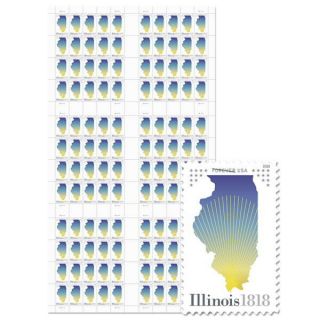 Usps Illinois Statehood Press Sheet With Die Cuts