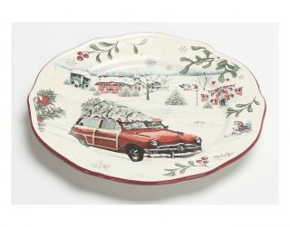 Better Homes & Gardens Heritage Christmas Plate Salad/Dessert Woody Wagon w/Tree 2