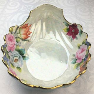 Japanese Lusterware Blue Green and Iridescent Clam Shell Fruit Bowl ca.  1924 3