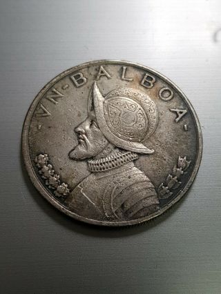 1931 Republica De Panama 1 (" - Vn - Balboa - " Silver Coin
