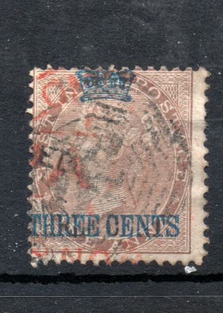 Malaya (4743) 1867 Queen Victoria 3 Cents On 1a Sg3