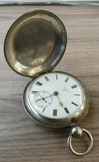 1898 Non Running Full Hunter Pocket Watch Silver Case Spares Or Repairs