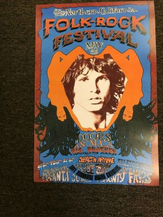 The Doors 1968 Folk Rock Festival California Cardstock Concert Poster 12 " X 18 "
