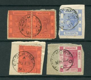 Old China Hong Kong Gb Qv 5 X Stamps With Treaty Port Foochow Cds Pmks
