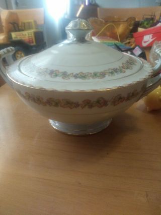 Fuji China Victoria Covered Vegetable Bowl Soup Tureen Occupied Japan 216