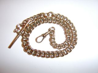Chunky Antique 9ct Rose Rolled Gold Graduated Albert Pocket Watch Chain 27 Grams